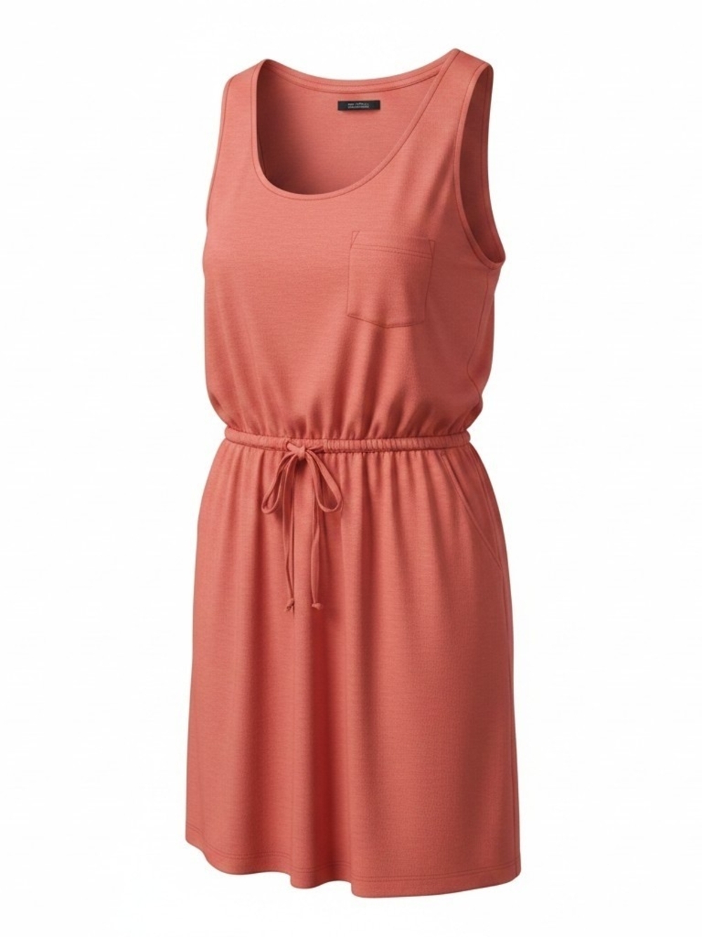CYNTHIA‎ ROWLEY | 100% Linen Drawstring Pocket Tank Dress Coral Pink | 2X